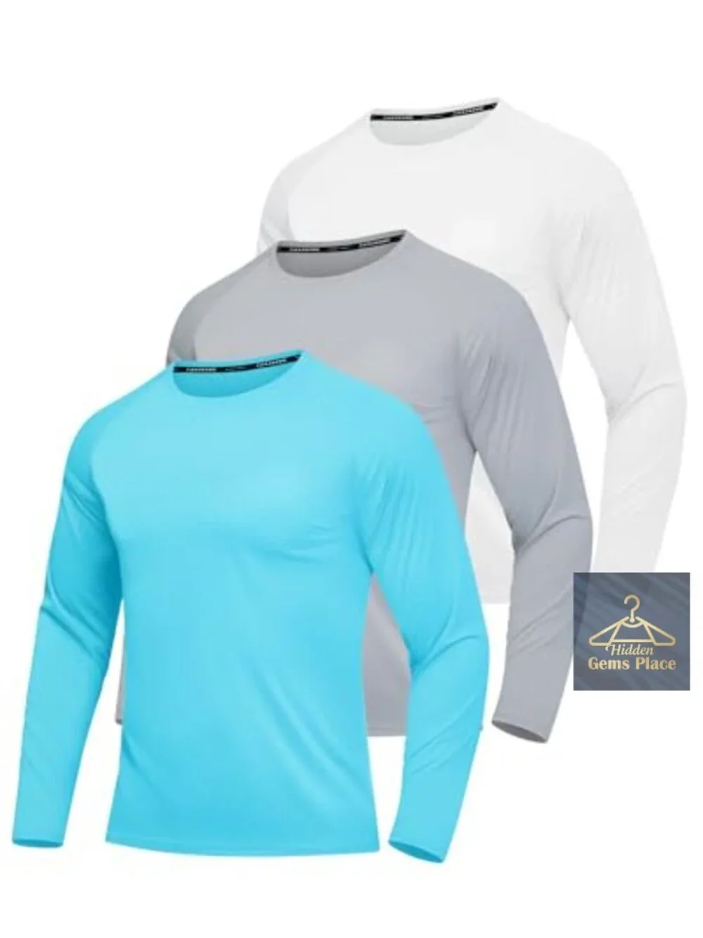 Men's UPF 50+ Long Sleeve Rash Guard Sun Protection Shirts 3 Pack